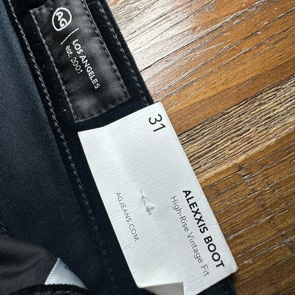 AG JEANS ALEXXIS BOOT WOMEN’S‎ 31 BLACK VELVET HIGH RISE BOOTCUT NWT - Picture 5 of 9